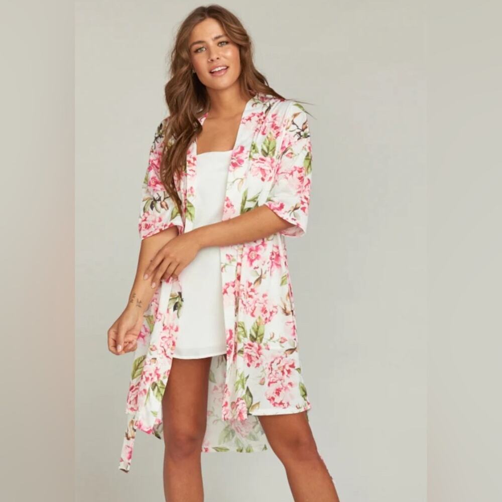 Show me your mumu Brie garden of blooms floral robe belted Flowy os